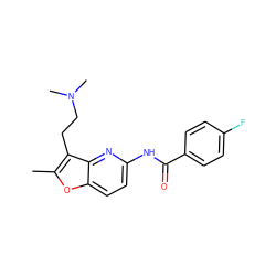 Cc1oc2ccc(NC(=O)c3ccc(F)cc3)nc2c1CCN(C)C ZINC000000026139