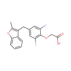 Cc1oc2ccccc2c1Cc1cc(I)c(OCC(=O)O)c(I)c1 ZINC000003965121