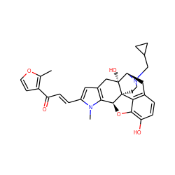 Cc1occc1C(=O)/C=C/c1cc2c(n1C)[C@@H]1Oc3c(O)ccc4c3[C@@]13CCN(CC1CC1)[C@H](C4)[C@]3(O)C2 ZINC000058660410