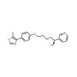 Cc1ocnc1-c1ccc(OCCNC[C@H](O)c2cccnc2)cc1 ZINC000028959282