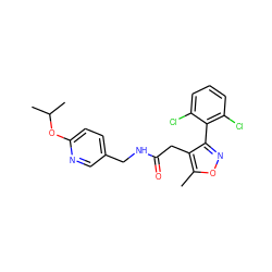 Cc1onc(-c2c(Cl)cccc2Cl)c1CC(=O)NCc1ccc(OC(C)C)nc1 ZINC000072173253