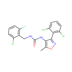 Cc1onc(-c2c(Cl)cccc2Cl)c1NC(=O)NCc1c(F)cccc1Cl ZINC000059069187