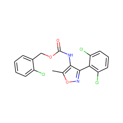 Cc1onc(-c2c(Cl)cccc2Cl)c1NC(=O)OCc1ccccc1Cl ZINC000043202425