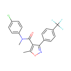 Cc1onc(-c2ccc(C(F)(F)F)cc2)c1C(=O)N(C)c1ccc(Cl)cc1 ZINC000045384577