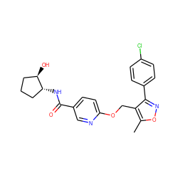 Cc1onc(-c2ccc(Cl)cc2)c1COc1ccc(C(=O)N[C@@H]2CCC[C@H]2O)cn1 ZINC000148036042