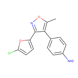 Cc1onc(-c2ccc(Cl)o2)c1-c1ccc(N)cc1 ZINC000103270002