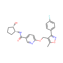 Cc1onc(-c2ccc(F)cc2)c1COc1ccc(C(=O)N[C@@H]2CCC[C@@H]2O)cn1 ZINC000169685409