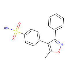 Cc1onc(-c2ccccc2)c1-c1ccc(S(N)(=O)=O)cc1 ZINC000000006694