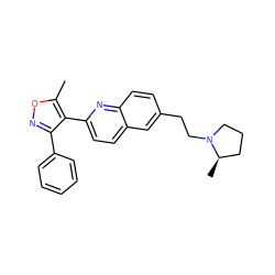 Cc1onc(-c2ccccc2)c1-c1ccc2cc(CCN3CCC[C@H]3C)ccc2n1 ZINC000035859944