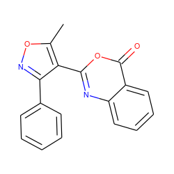 Cc1onc(-c2ccccc2)c1-c1nc2ccccc2c(=O)o1 ZINC000000097987