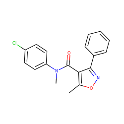 Cc1onc(-c2ccccc2)c1C(=O)N(C)c1ccc(Cl)cc1 ZINC000045371205