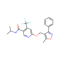 Cc1onc(-c2ccccc2)c1COc1cc(C(F)(F)F)c(C(=O)NC(C)C)cn1 ZINC000143155038