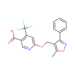 Cc1onc(-c2ccccc2)c1COc1cc(C(F)(F)F)c(C(=O)O)cn1 ZINC000143246978