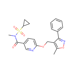 Cc1onc(-c2ccccc2)c1COc1ccc(C(=O)N(C)S(=O)(=O)C2CC2)cn1 ZINC000141341834