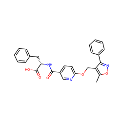 Cc1onc(-c2ccccc2)c1COc1ccc(C(=O)N[C@@H](Cc2ccccc2)C(=O)O)cn1 ZINC000143173772