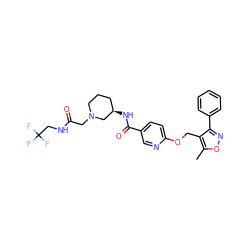 Cc1onc(-c2ccccc2)c1COc1ccc(C(=O)N[C@@H]2CCCN(CC(=O)NCC(F)(F)F)C2)cn1 ZINC000143016879