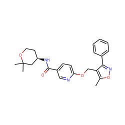 Cc1onc(-c2ccccc2)c1COc1ccc(C(=O)N[C@@H]2CCOC(C)(C)C2)cn1 ZINC000143935925