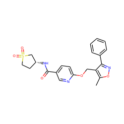 Cc1onc(-c2ccccc2)c1COc1ccc(C(=O)N[C@@H]2CCS(=O)(=O)C2)cn1 ZINC000142323151