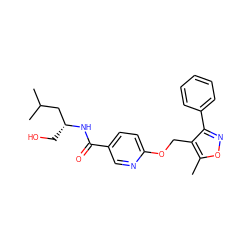 Cc1onc(-c2ccccc2)c1COc1ccc(C(=O)N[C@H](CO)CC(C)C)cn1 ZINC000141958516