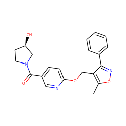 Cc1onc(-c2ccccc2)c1COc1ccc(C(=O)N2CC[C@@H](O)C2)cn1 ZINC000143297516