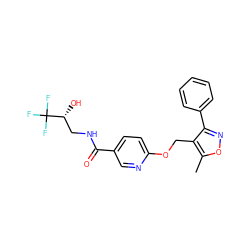 Cc1onc(-c2ccccc2)c1COc1ccc(C(=O)NC[C@@H](O)C(F)(F)F)cn1 ZINC000142703152