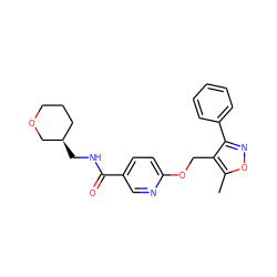 Cc1onc(-c2ccccc2)c1COc1ccc(C(=O)NC[C@@H]2CCCOC2)cn1 ZINC000143364726