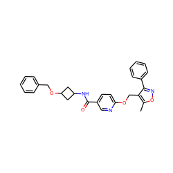 Cc1onc(-c2ccccc2)c1COc1ccc(C(=O)NC2CC(OCc3ccccc3)C2)cn1 ZINC000143102607