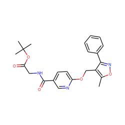 Cc1onc(-c2ccccc2)c1COc1ccc(C(=O)NCC(=O)OC(C)(C)C)cn1 ZINC000142544779