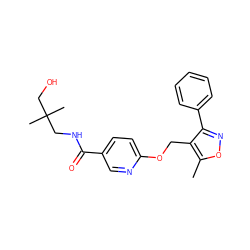 Cc1onc(-c2ccccc2)c1COc1ccc(C(=O)NCC(C)(C)CO)cn1 ZINC000142079663