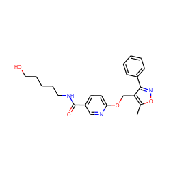 Cc1onc(-c2ccccc2)c1COc1ccc(C(=O)NCCCCCO)cn1 ZINC000142767022