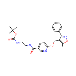 Cc1onc(-c2ccccc2)c1COc1ccc(C(=O)NCCNC(=O)OC(C)(C)C)cn1 ZINC000141328396