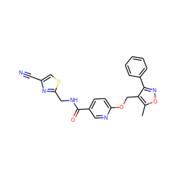 Cc1onc(-c2ccccc2)c1COc1ccc(C(=O)NCc2nc(C#N)cs2)cn1 ZINC000141947949