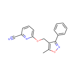 Cc1onc(-c2ccccc2)c1COc1cccc(C#N)n1 ZINC000142259725