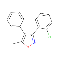 Cc1onc(-c2ccccc2Cl)c1-c1ccccc1 ZINC000096909027