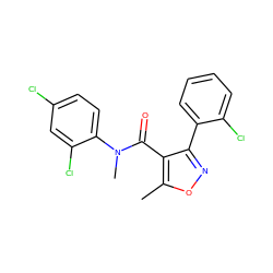 Cc1onc(-c2ccccc2Cl)c1C(=O)N(C)c1ccc(Cl)cc1Cl ZINC000045389274