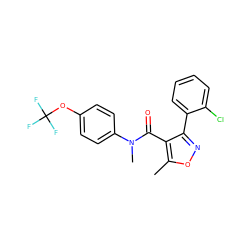 Cc1onc(-c2ccccc2Cl)c1C(=O)N(C)c1ccc(OC(F)(F)F)cc1 ZINC000045367260