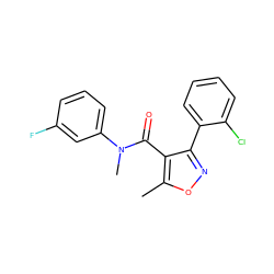 Cc1onc(-c2ccccc2Cl)c1C(=O)N(C)c1cccc(F)c1 ZINC000045390428