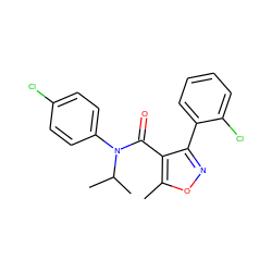 Cc1onc(-c2ccccc2Cl)c1C(=O)N(c1ccc(Cl)cc1)C(C)C ZINC000045371069