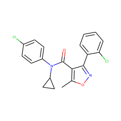 Cc1onc(-c2ccccc2Cl)c1C(=O)N(c1ccc(Cl)cc1)C1CC1 ZINC000045371072