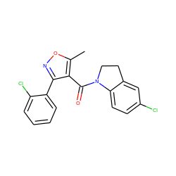 Cc1onc(-c2ccccc2Cl)c1C(=O)N1CCc2cc(Cl)ccc21 ZINC000045371674