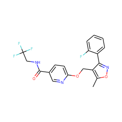 Cc1onc(-c2ccccc2F)c1COc1ccc(C(=O)NCC(F)(F)F)cn1 ZINC000143217257