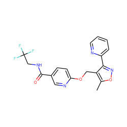 Cc1onc(-c2ccccn2)c1COc1ccc(C(=O)NCC(F)(F)F)cn1 ZINC000141364691