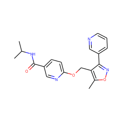 Cc1onc(-c2cccnc2)c1COc1ccc(C(=O)NC(C)C)cn1 ZINC000143055190