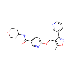 Cc1onc(-c2cccnc2)c1COc1ccc(C(=O)NC2CCOCC2)cn1 ZINC000142537677