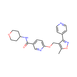 Cc1onc(-c2ccncc2)c1COc1ccc(C(=O)NC2CCOCC2)cn1 ZINC000141962892