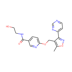 Cc1onc(-c2ccncn2)c1COc1ccc(C(=O)NCCO)cn1 ZINC000142021136