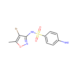 Cc1onc(NS(=O)(=O)c2ccc(N)cc2)c1Br ZINC000013602395