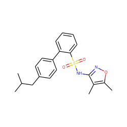 Cc1onc(NS(=O)(=O)c2ccccc2-c2ccc(CC(C)C)cc2)c1C ZINC000013782434