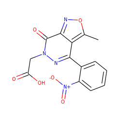 Cc1onc2c(=O)n(CC(=O)O)nc(-c3ccccc3[N+](=O)[O-])c12 ZINC000013797630