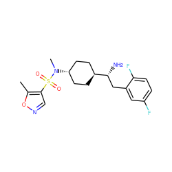 Cc1oncc1S(=O)(=O)N(C)[C@H]1CC[C@H]([C@H](N)Cc2cc(F)ccc2F)CC1 ZINC000261169670